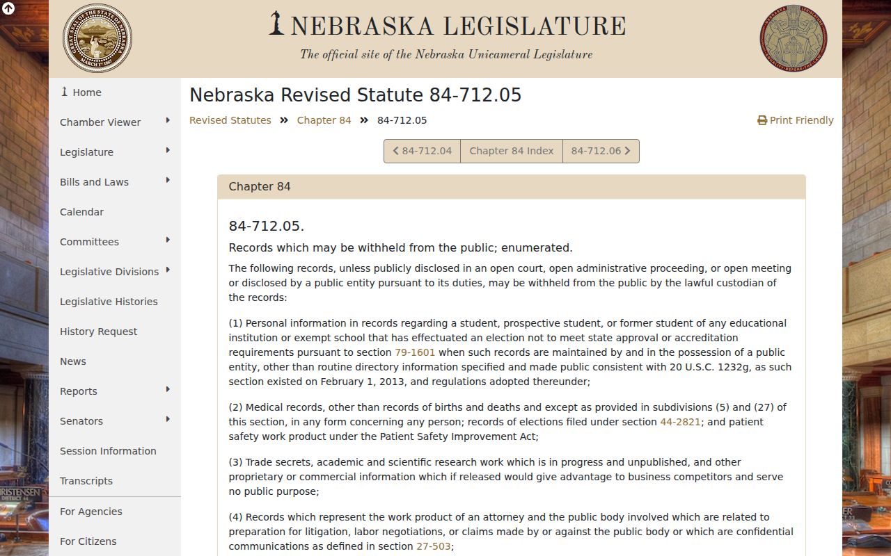 Antelope County case search image of Nebraska public-record exemptions