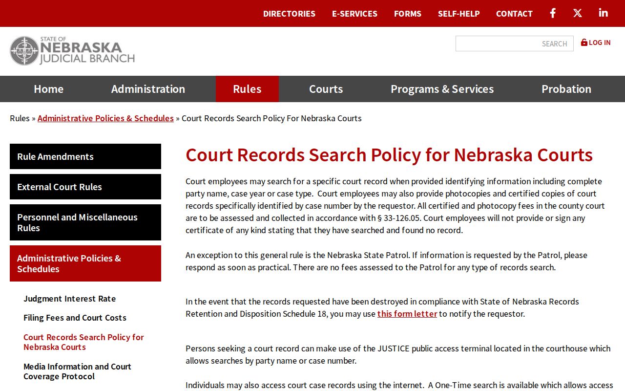 Antelope County civil docket Nebraska court records search policy