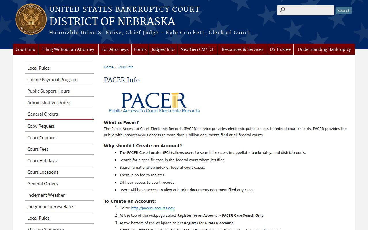 Clearwater court records federal PACER information source