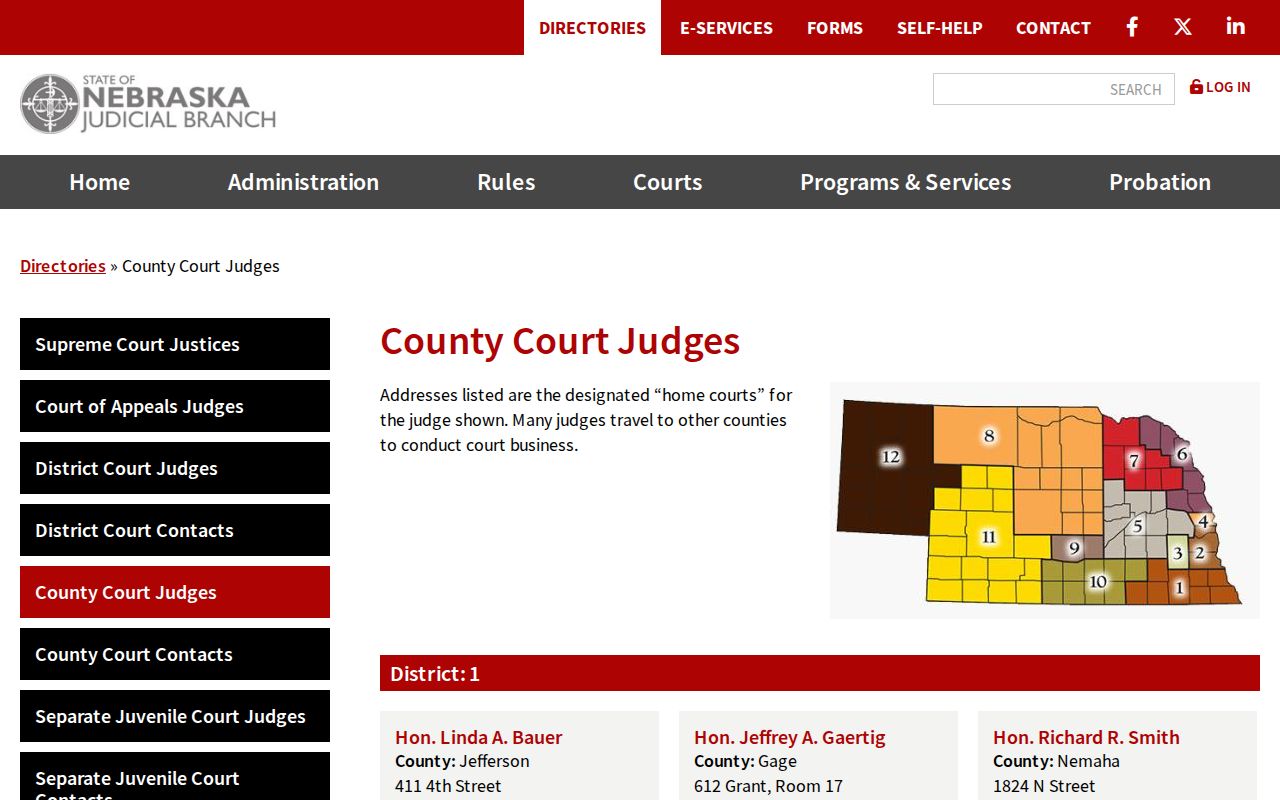 Antelope County court schedule County Court judge directory