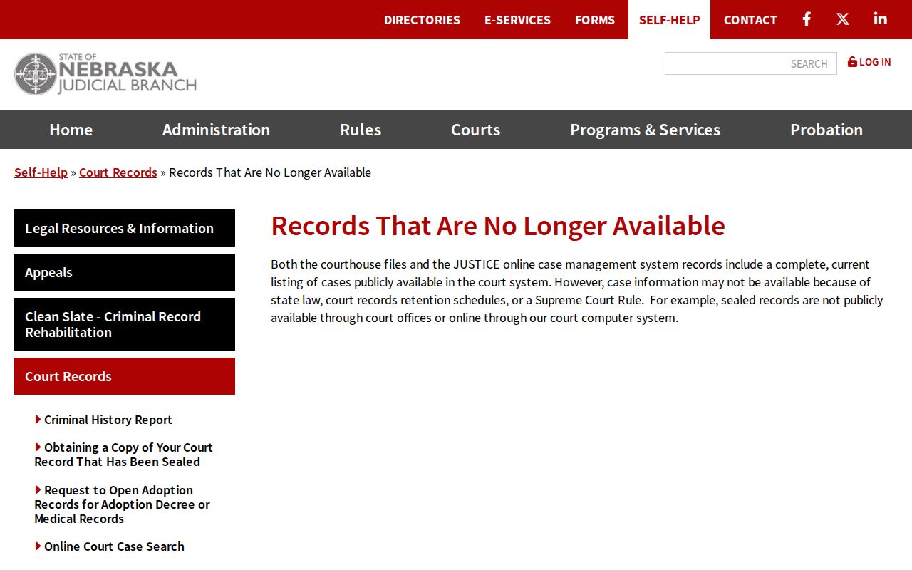 Antelope County court records image of Nebraska unavailable-records information