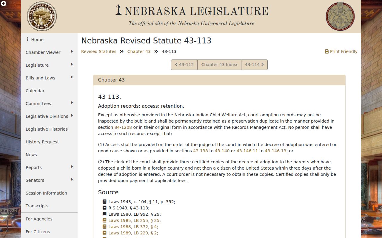 Elgin court records adoption access statute source