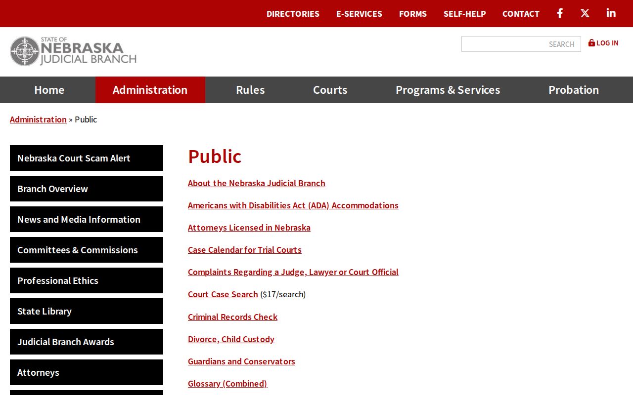 Antelope County court docket public services page