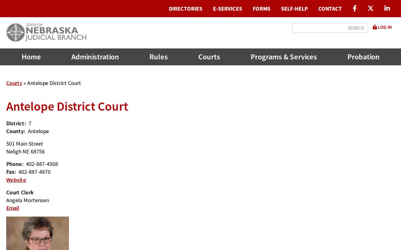 Antelope County court docket District Court directory