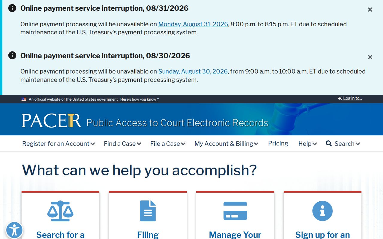 Orchard court records PACER federal access source