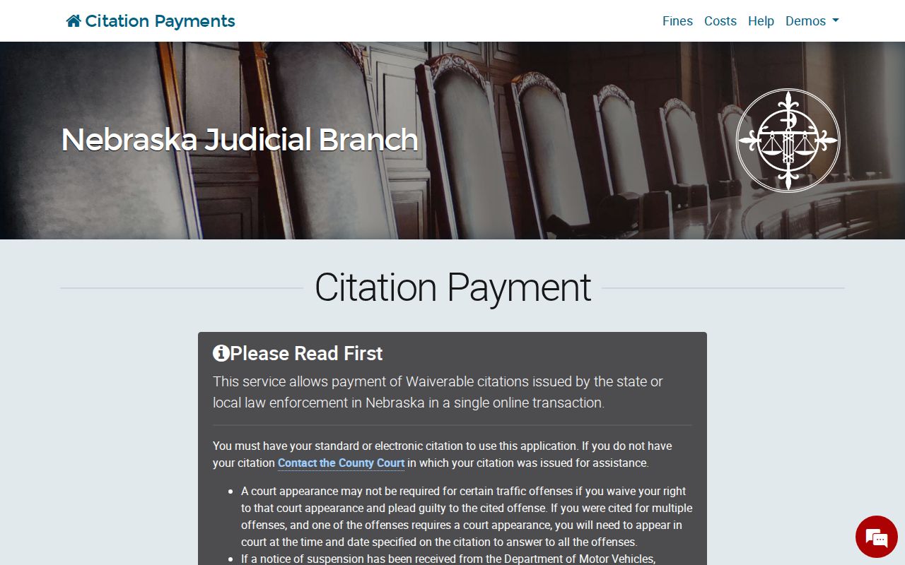 Antelope County traffic court records image of Nebraska Citation Payment